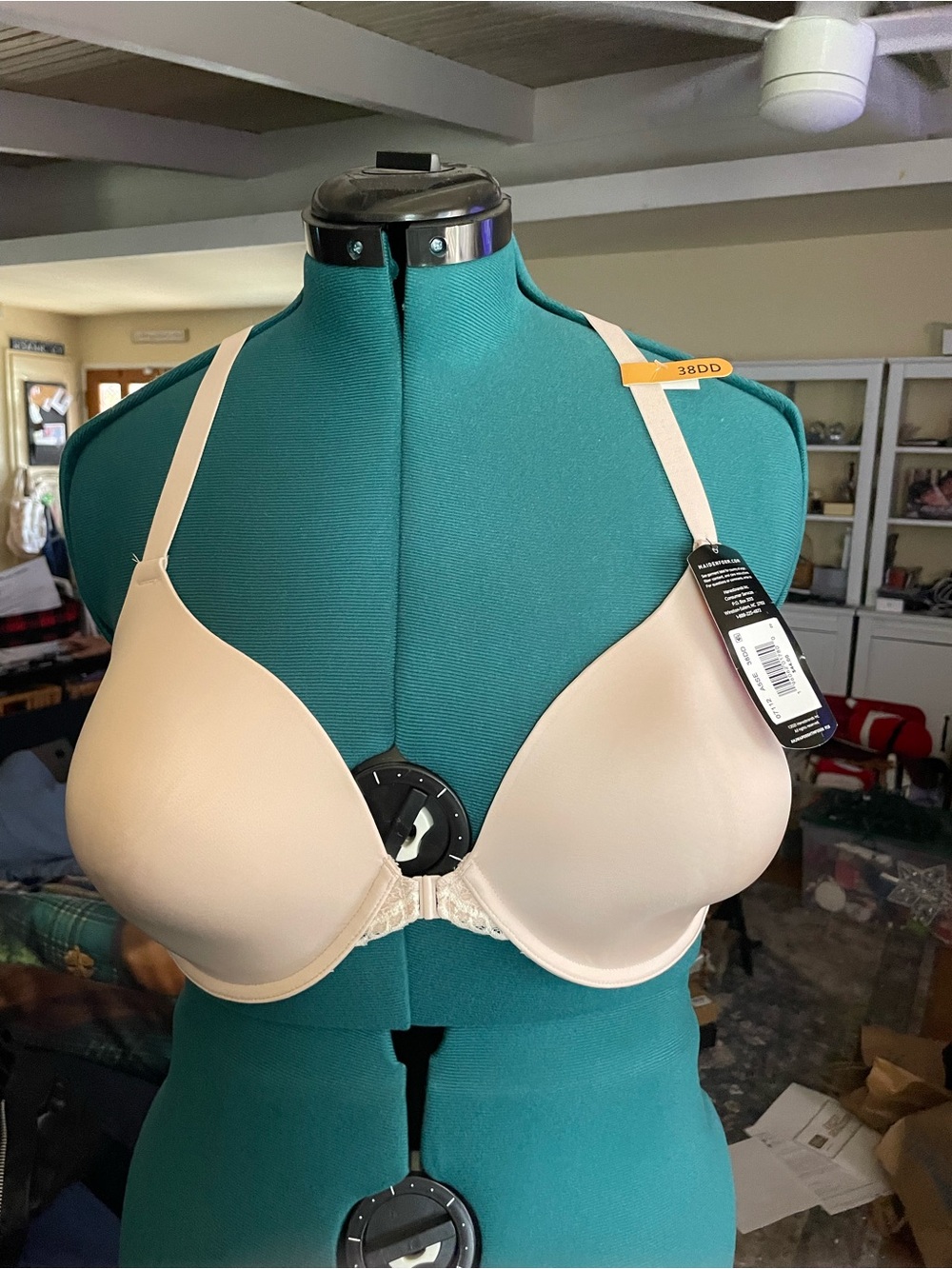 Maidenform Nude Lightly Padded T-Shirt Bra. Racerback with lace detail.